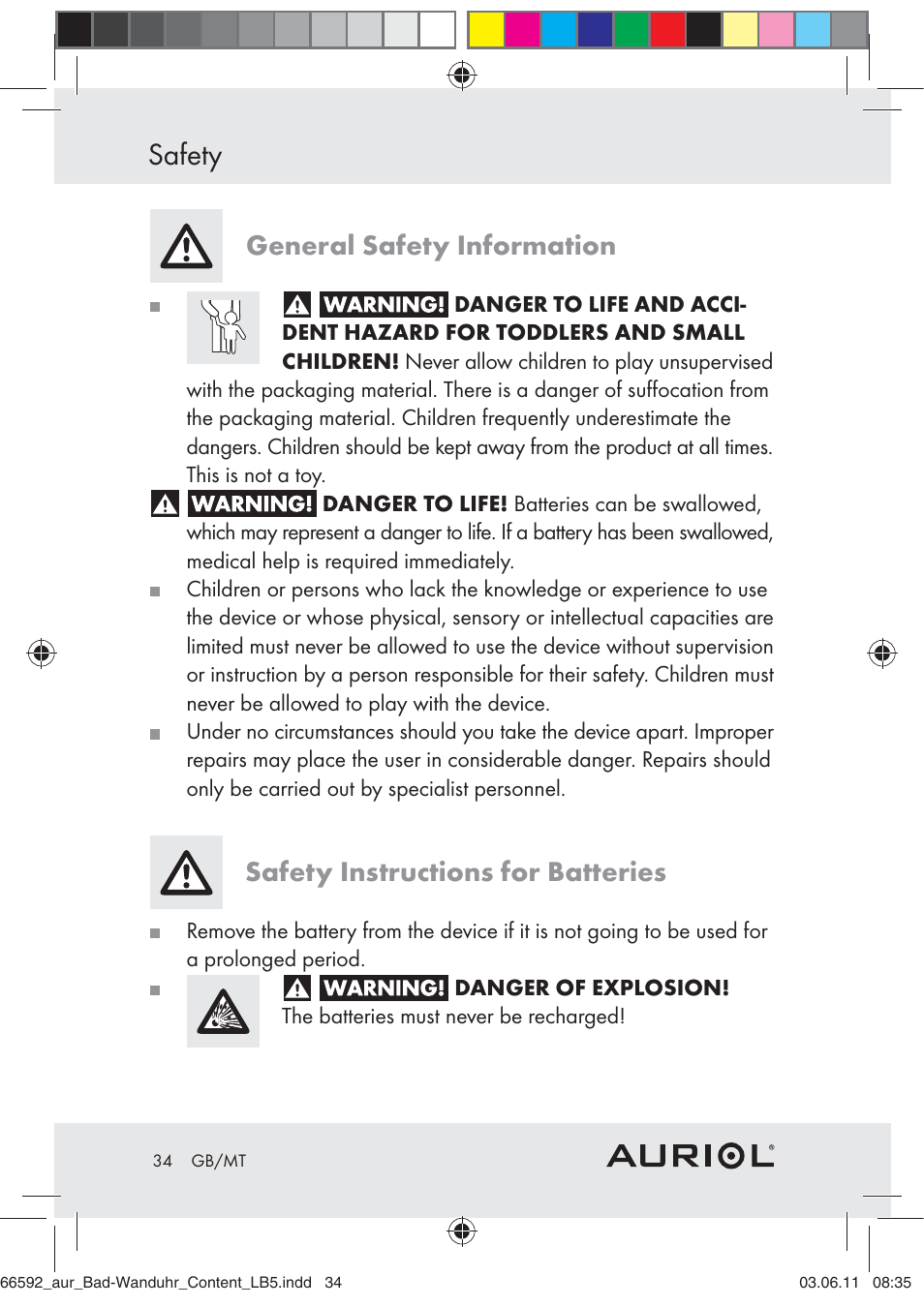 Safety, General safety information, Safety instructions for batteries | Auriol Z30238 User Manual | Page 32 / 46