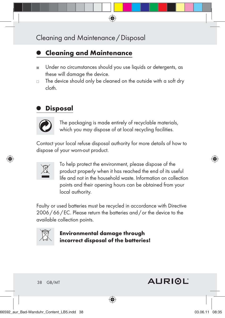 Cleaning and maintenance / disposal, Cleaning and maintenance, Disposal | Auriol Z30238 User Manual | Page 36 / 46