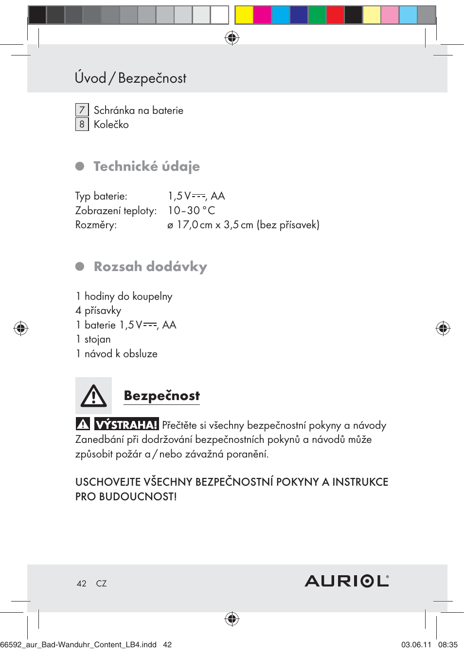 Úvod / bezpečnost, Technické údaje, Rozsah dodávky | Bezpečnost | Auriol Z30238 User Manual | Page 40 / 63