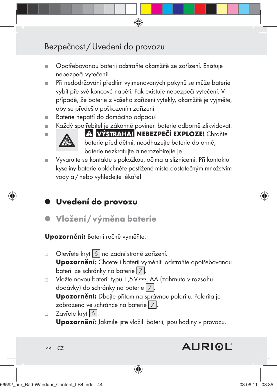 Bezpečnost / uvedení do provozu, Uvedení do provozu vložení / výměna baterie | Auriol Z30238 User Manual | Page 42 / 63