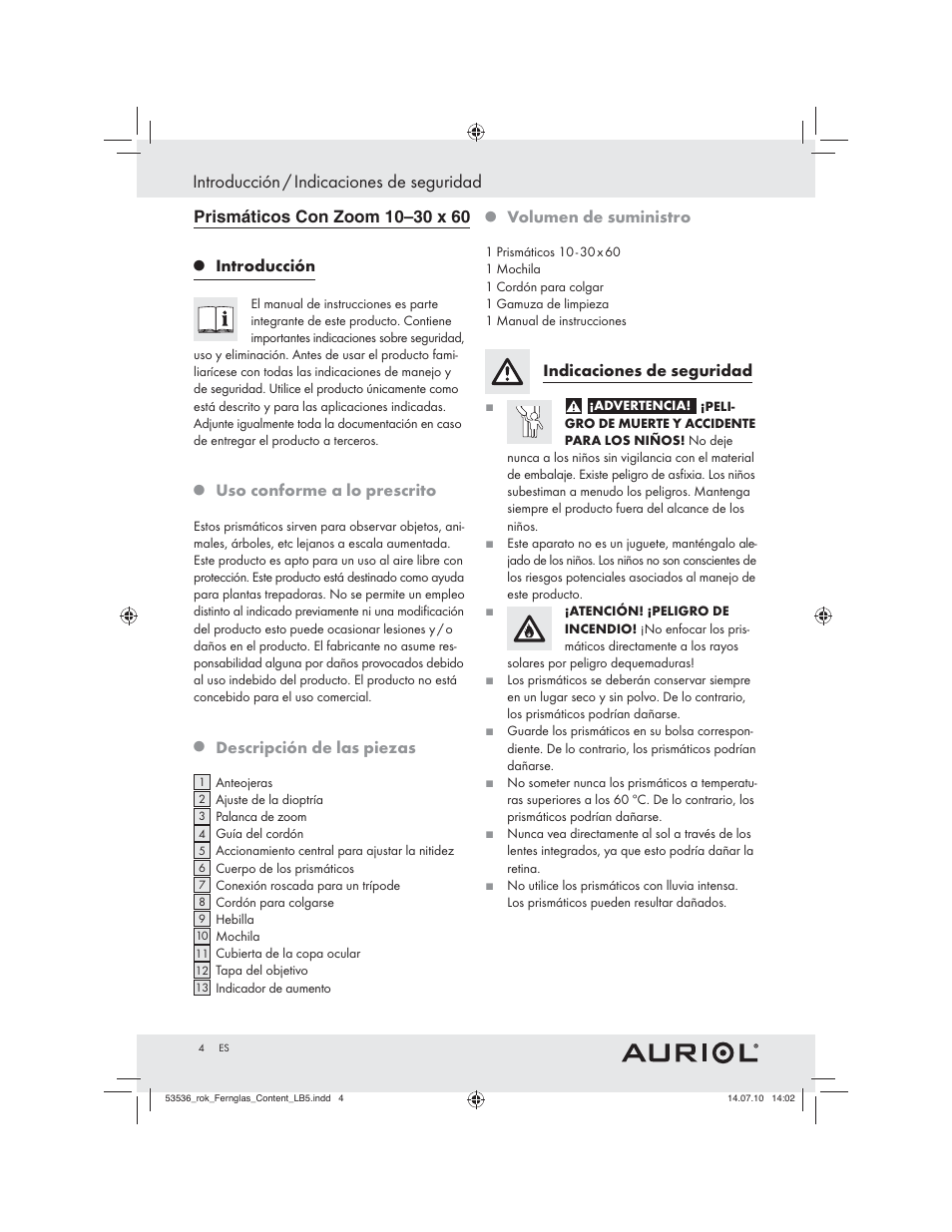 Introducción / indicaciones de seguridad | Auriol Z30373 User Manual | Page 2 / 15