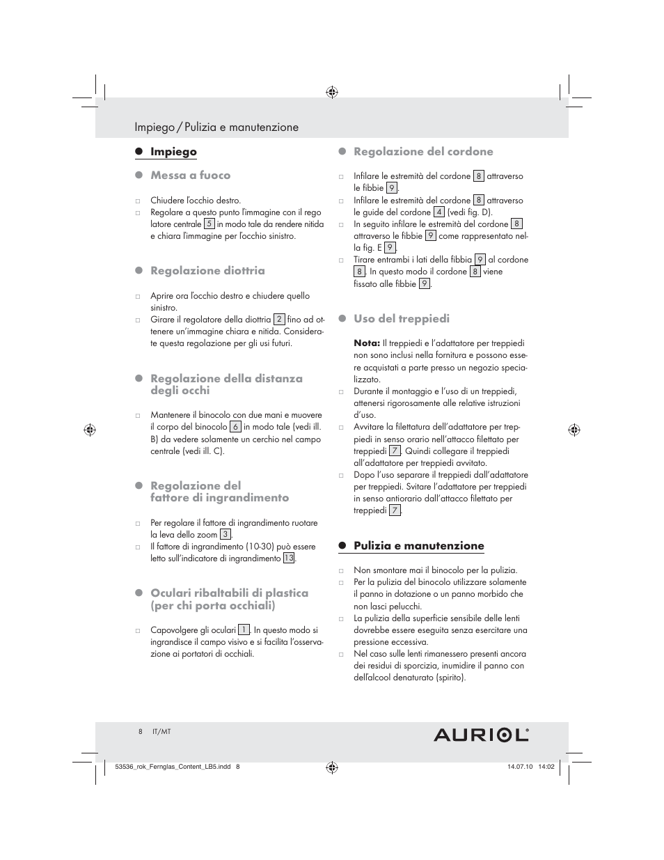 Impiego / pulizia e manutenzione | Auriol Z30373 User Manual | Page 6 / 15