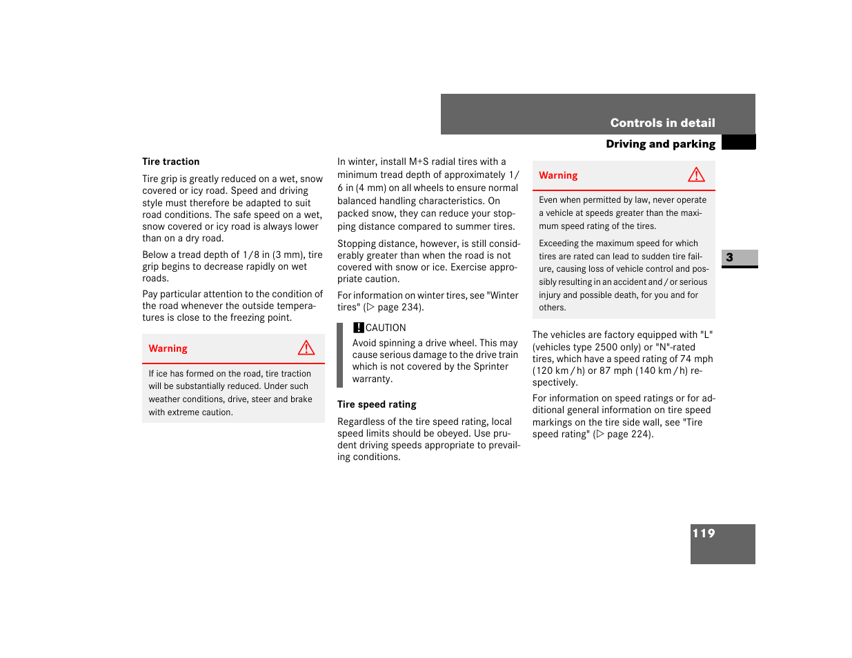Tire speed rating | Dodge 2007 Sprinter User Manual | Page 120 / 393