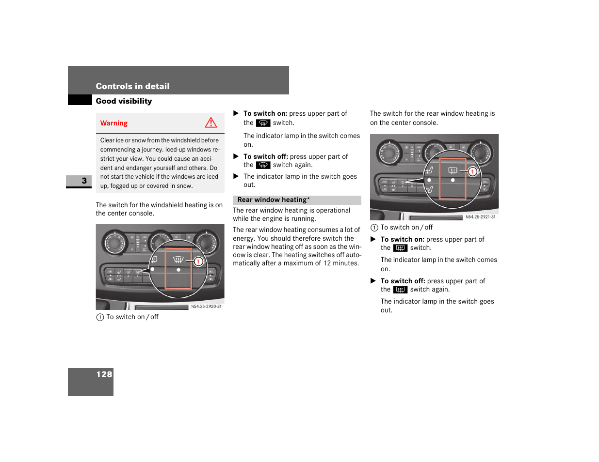 Rear window heating | Dodge 2007 Sprinter User Manual | Page 129 / 393