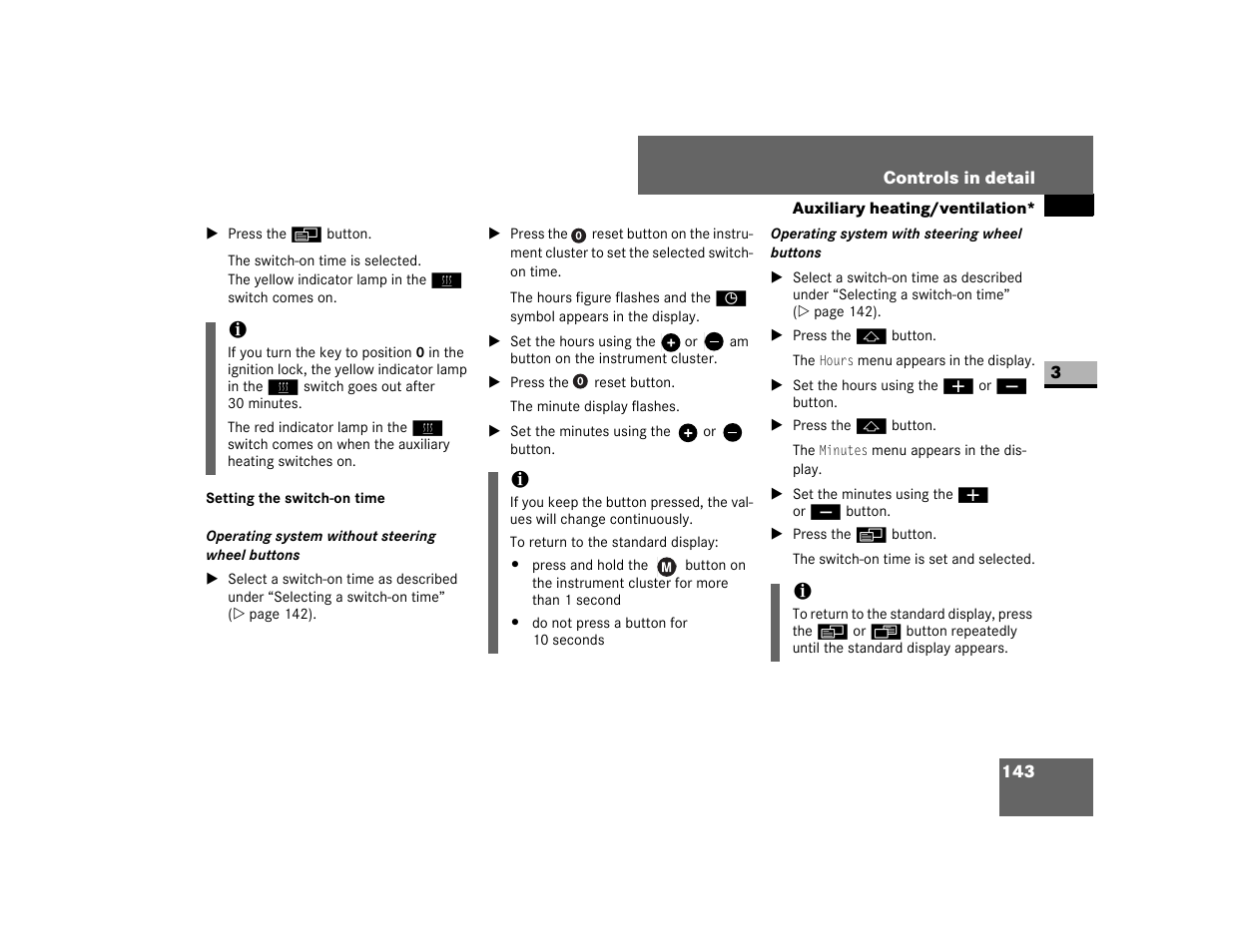 Setting the switch-on time | Dodge 2007 Sprinter User Manual | Page 144 / 393