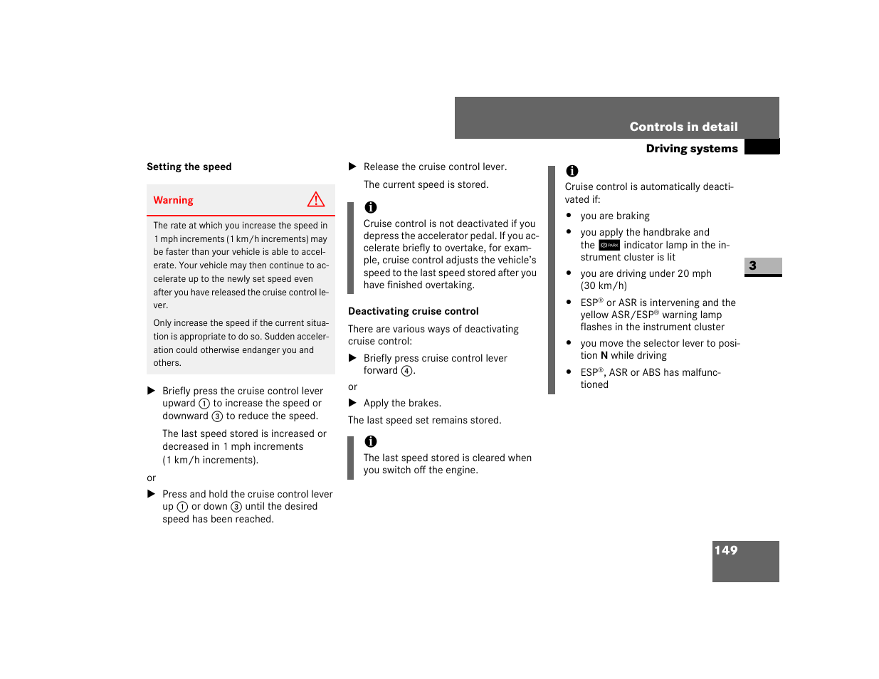 Deactivating cruise control | Dodge 2007 Sprinter User Manual | Page 150 / 393