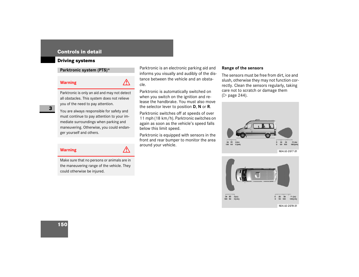 Parktronic system (pts) | Dodge 2007 Sprinter User Manual | Page 151 / 393