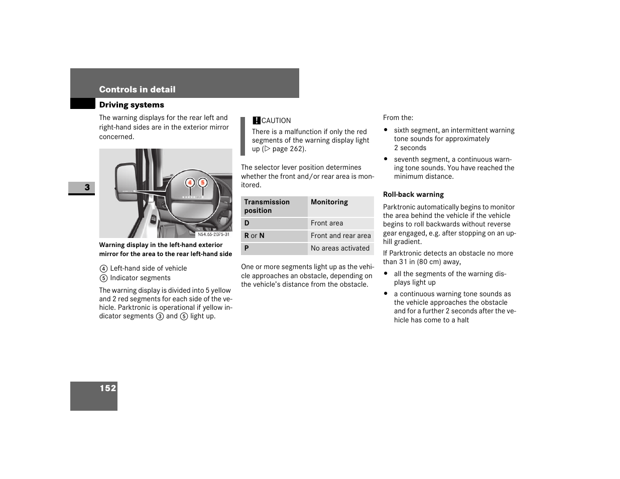 Roll-back warning | Dodge 2007 Sprinter User Manual | Page 153 / 393