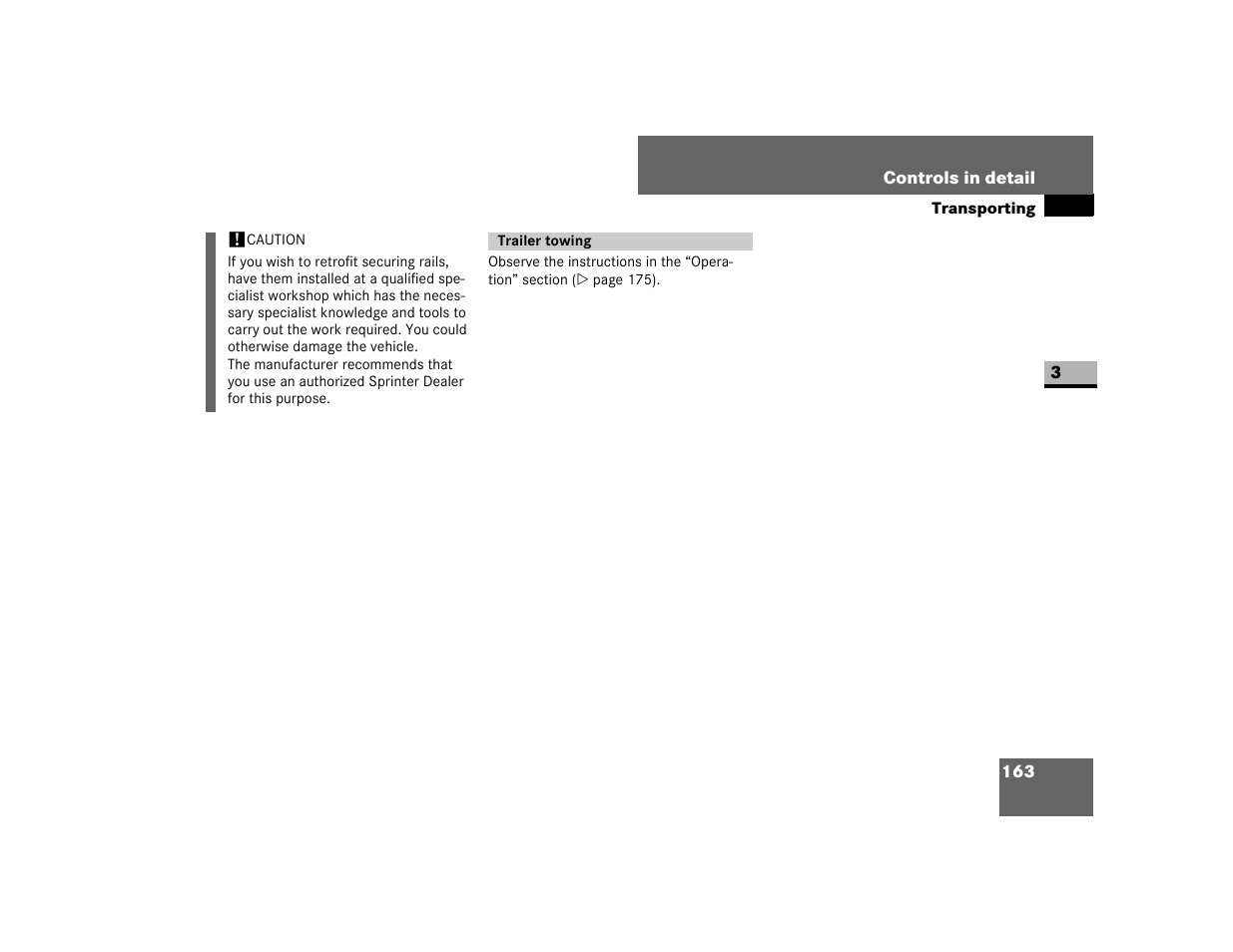 Trailer towing | Dodge 2007 Sprinter User Manual | Page 164 / 393