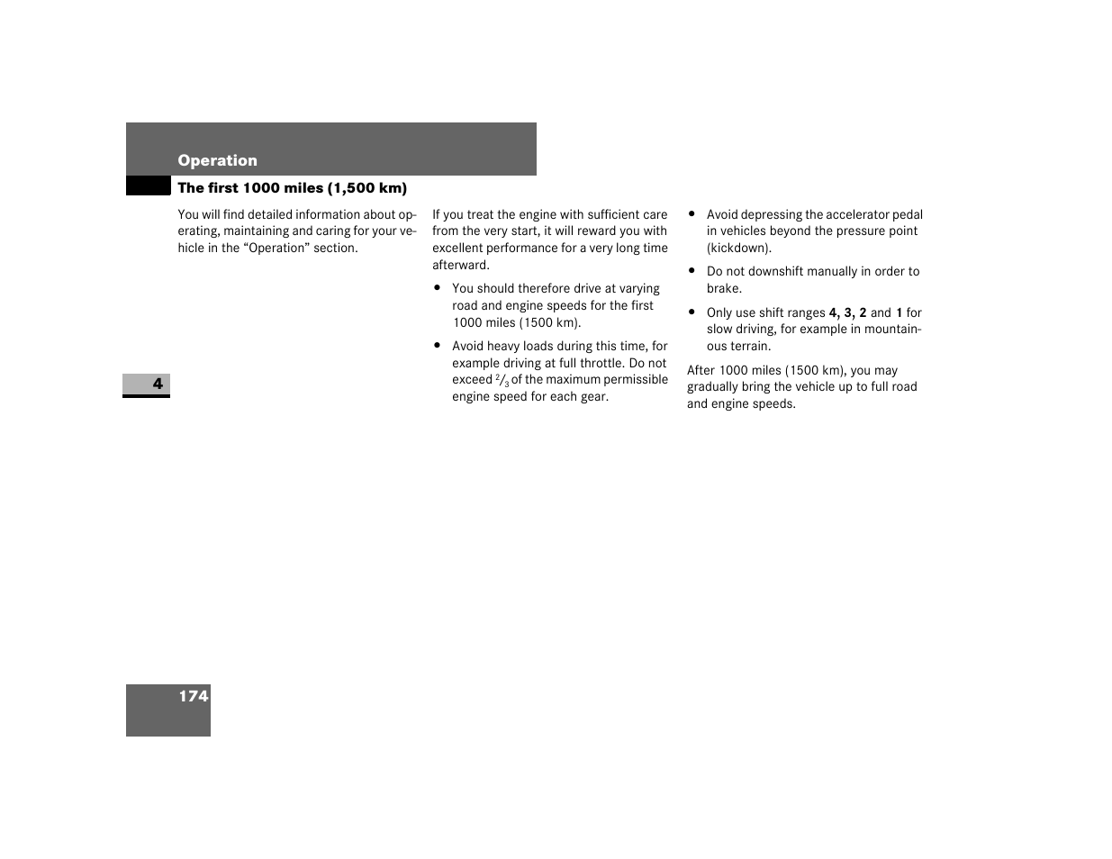 The first 1000 miles (1,500 km) | Dodge 2007 Sprinter User Manual | Page 175 / 393