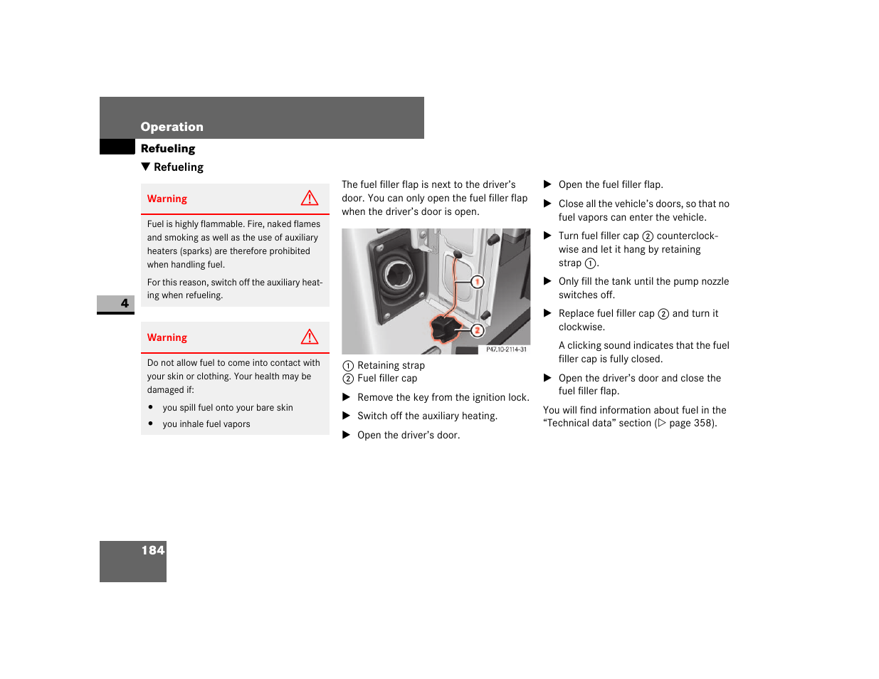 Refueling | Dodge 2007 Sprinter User Manual | Page 185 / 393