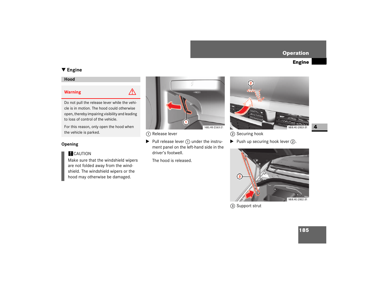 Engine, Hood, Opening | Dodge 2007 Sprinter User Manual | Page 186 / 393