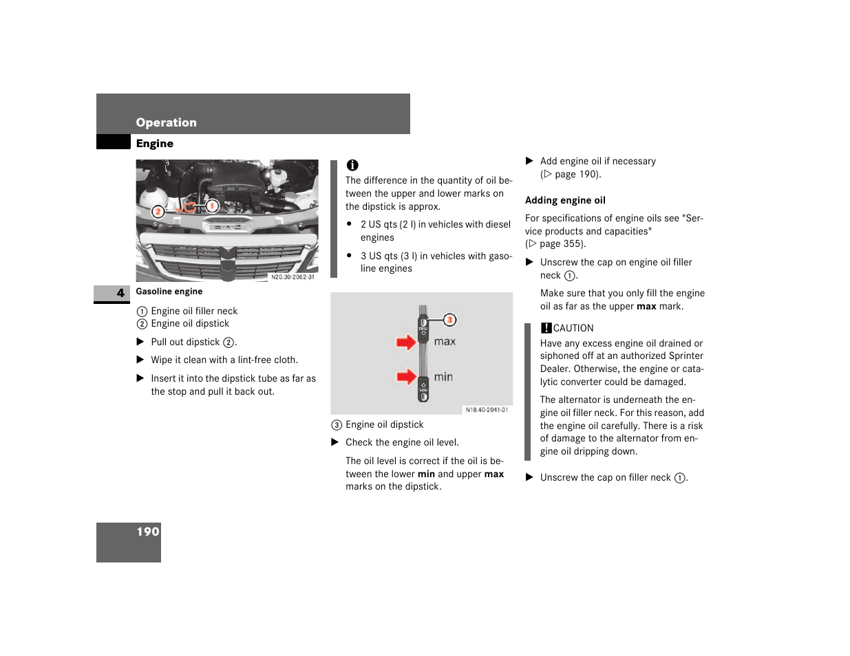 Adding engine oil, Shown | Dodge 2007 Sprinter User Manual | Page 191 / 393