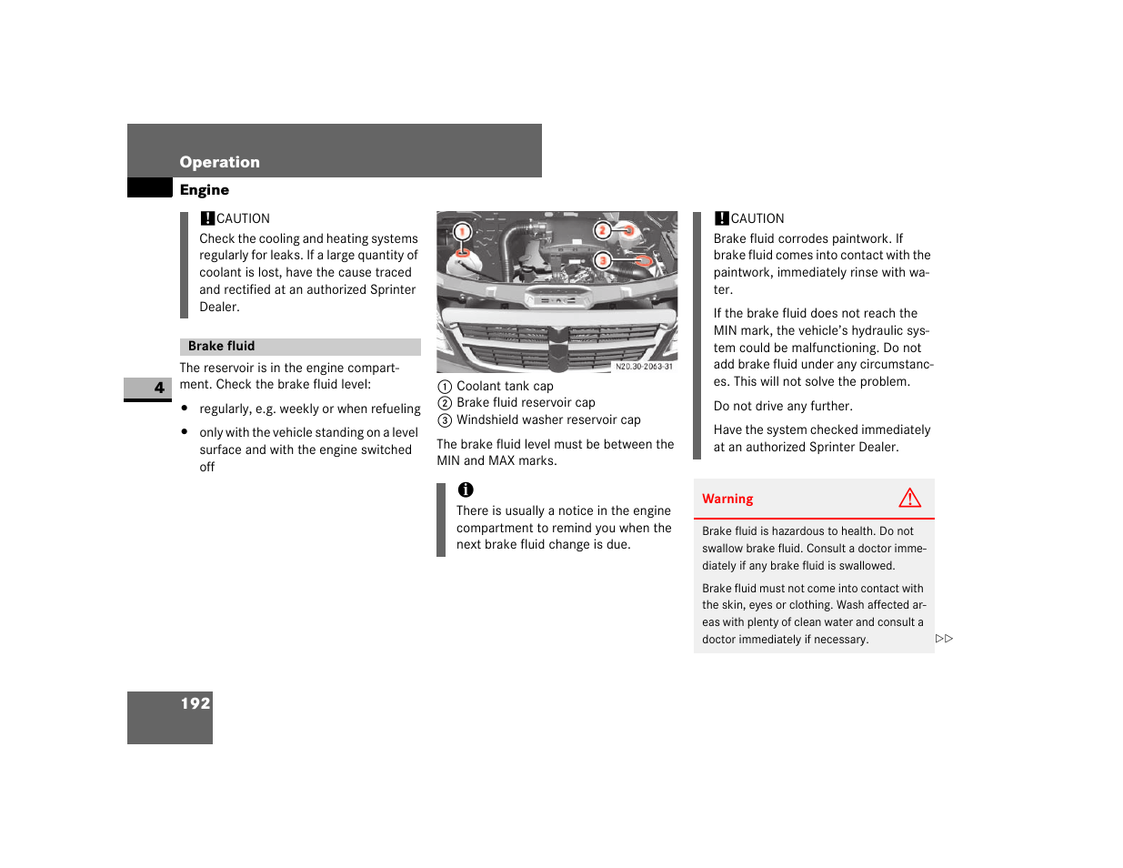 Brake fluid | Dodge 2007 Sprinter User Manual | Page 193 / 393