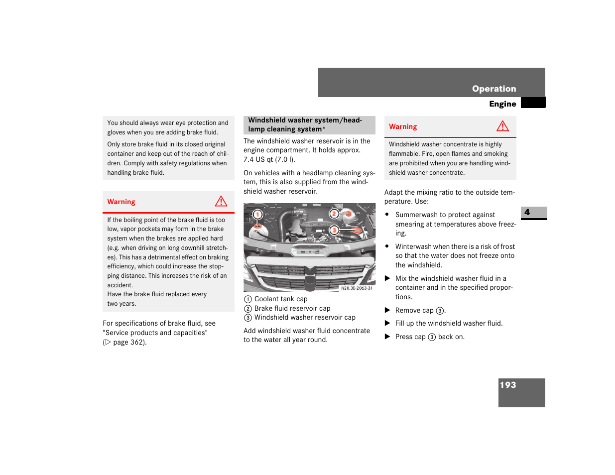 Windshield washer system/headlamp cleaning system | Dodge 2007 Sprinter User Manual | Page 194 / 393
