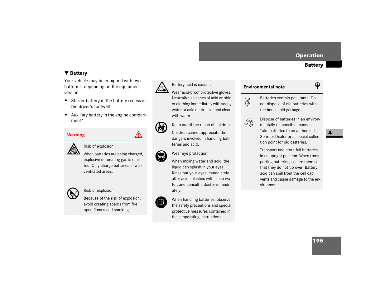 Battery | Dodge 2007 Sprinter User Manual | Page 196 / 393