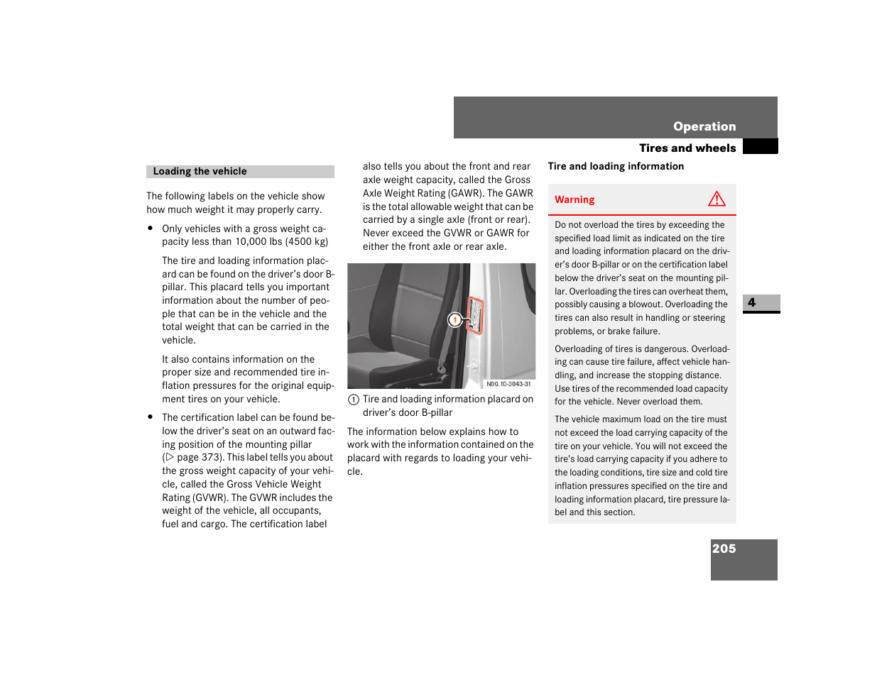 Loading the vehicle | Dodge 2007 Sprinter User Manual | Page 206 / 393