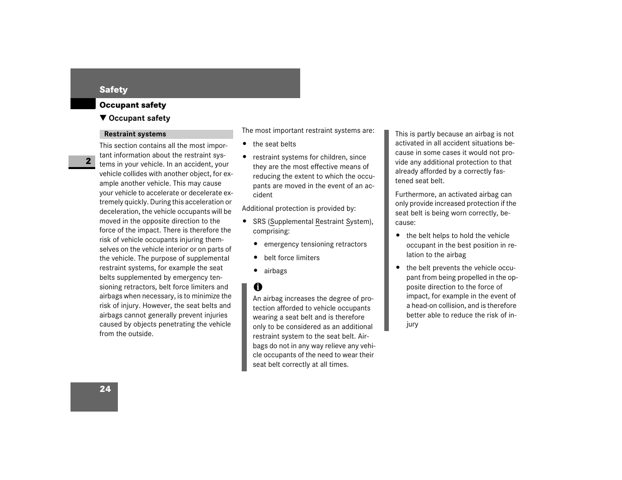 Occupant safety, Restraint systems | Dodge 2007 Sprinter User Manual | Page 25 / 393
