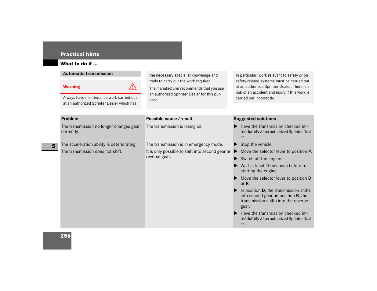 Automatic transmission | Dodge 2007 Sprinter User Manual | Page 257 / 393