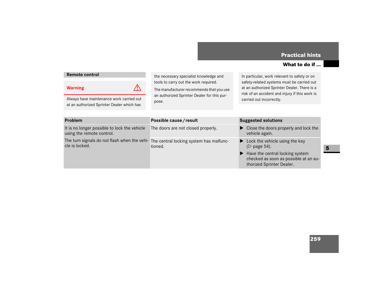 Remote control | Dodge 2007 Sprinter User Manual | Page 260 / 393