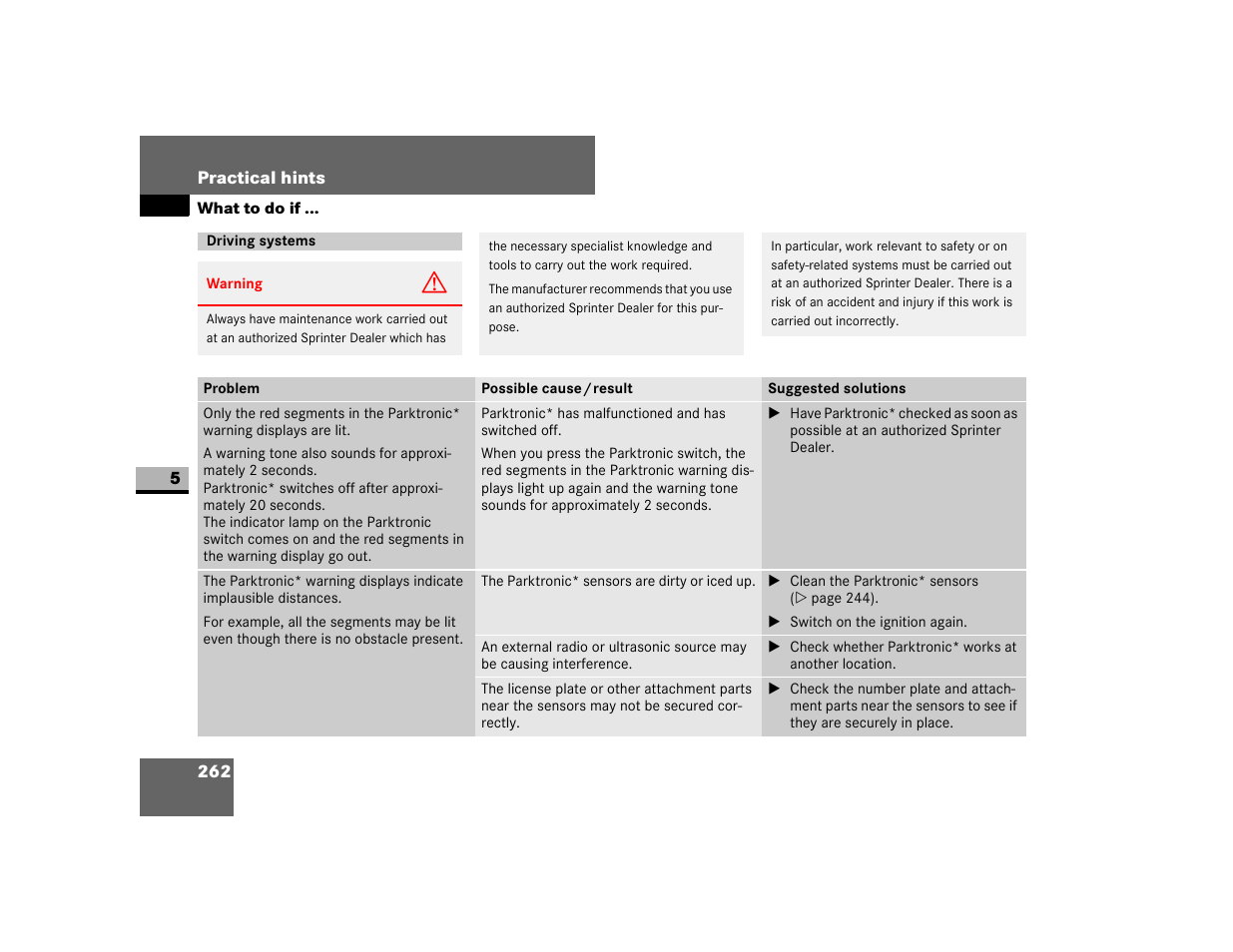Driving systems | Dodge 2007 Sprinter User Manual | Page 263 / 393