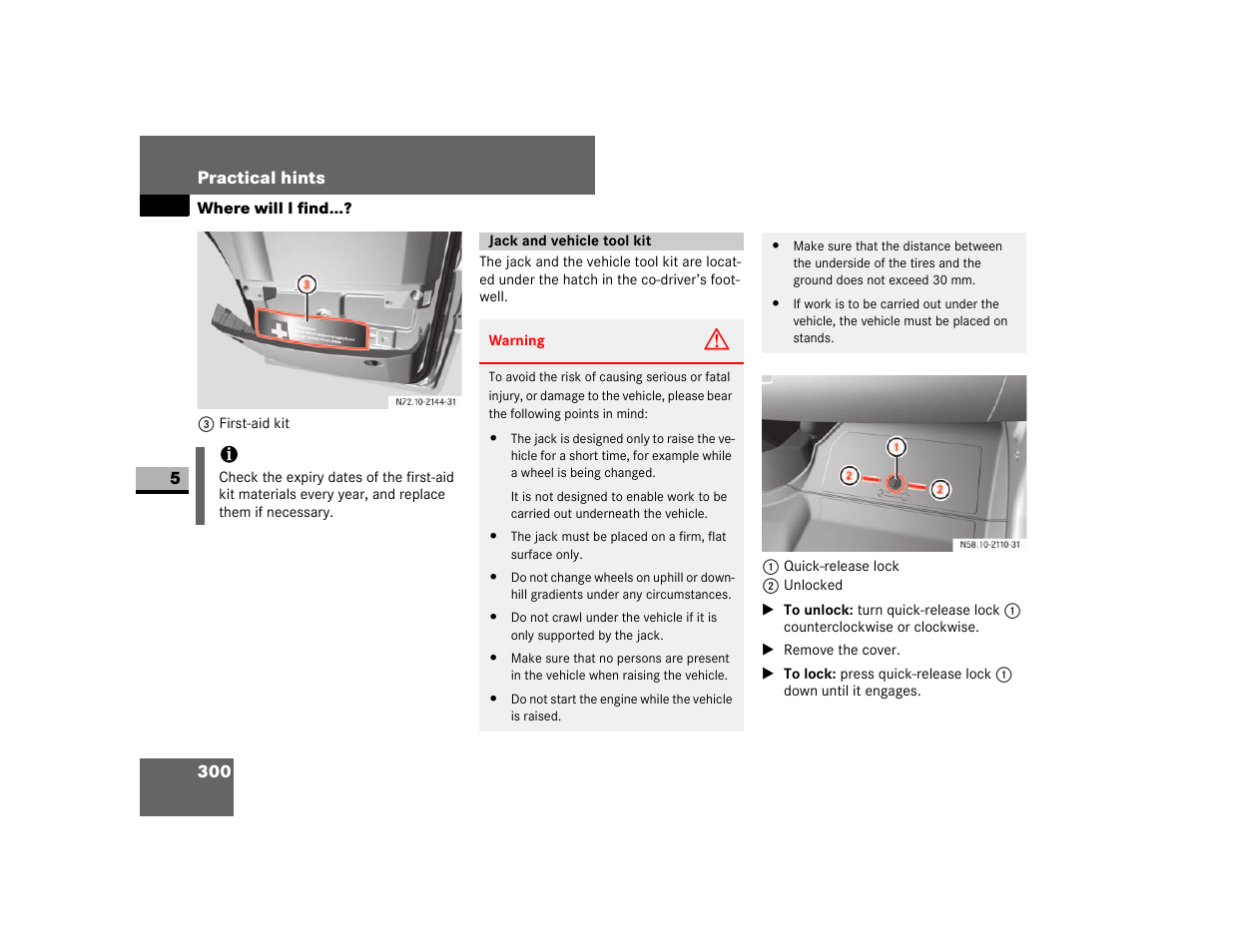 Jack and vehicle tool kit | Dodge 2007 Sprinter User Manual | Page 301 / 393