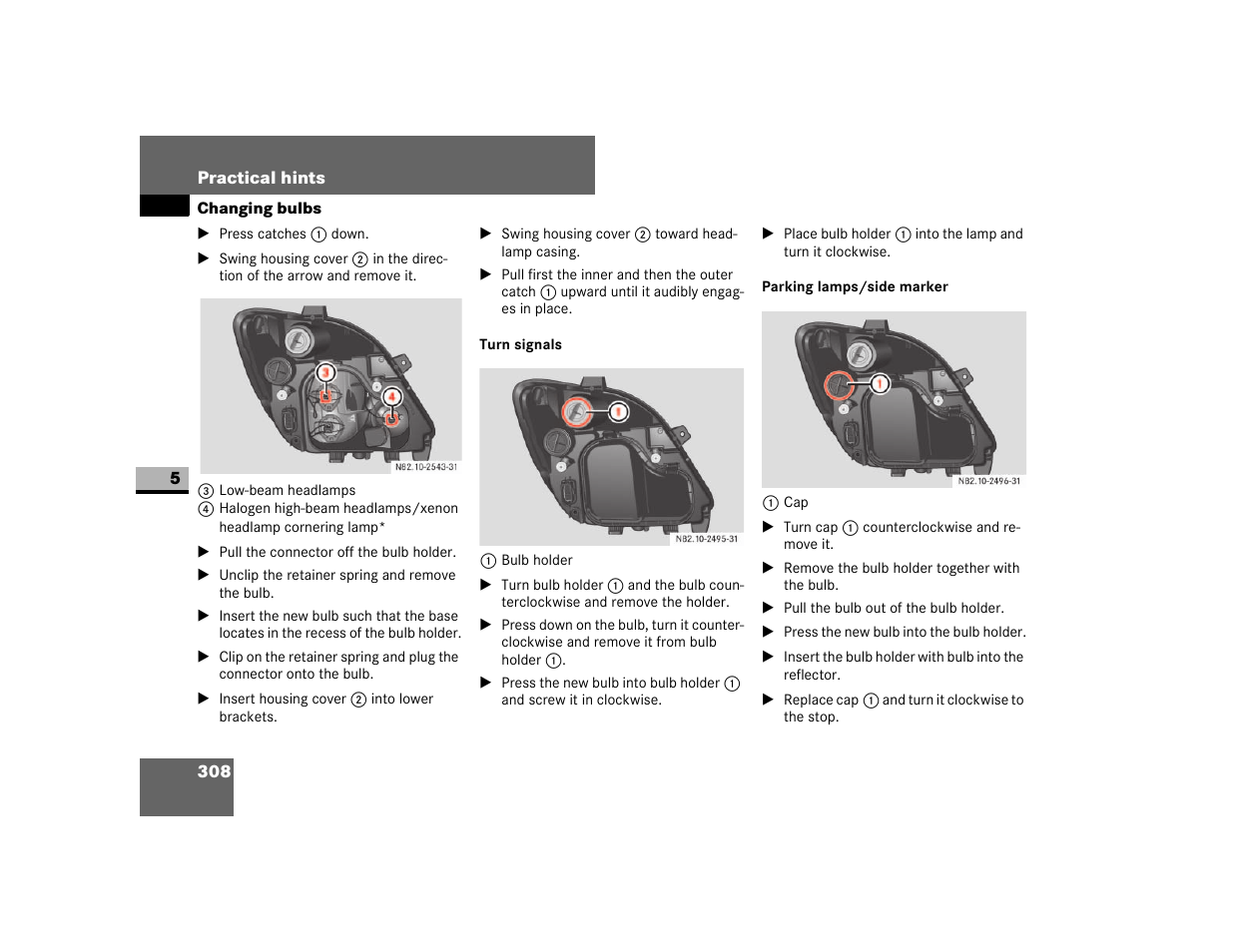 Turn signals, Parking lamps/side marker | Dodge 2007 Sprinter User Manual | Page 309 / 393