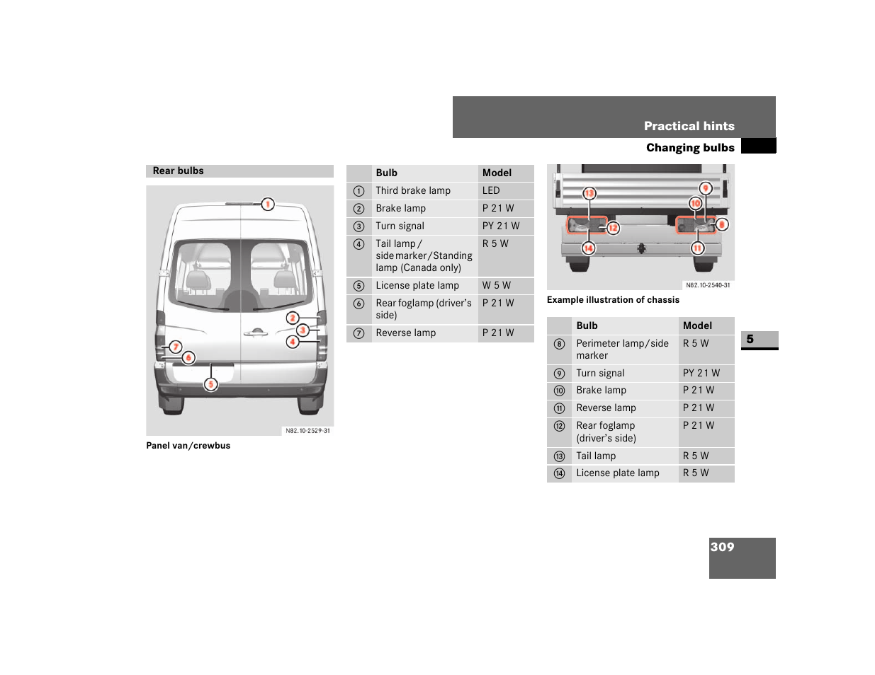 Rear bulbs | Dodge 2007 Sprinter User Manual | Page 310 / 393