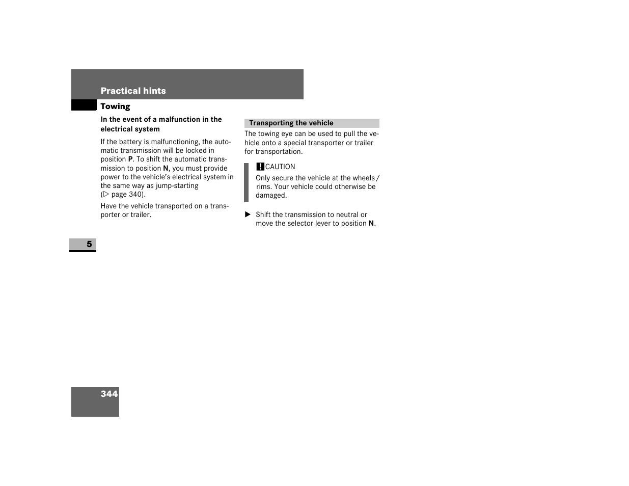 Transporting the vehicle | Dodge 2007 Sprinter User Manual | Page 345 / 393