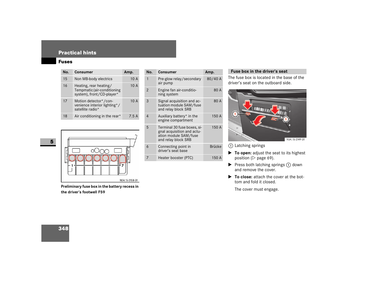 Fuse box in the driver’s seat, 348 practical hints | Dodge 2007 Sprinter User Manual | Page 349 / 393