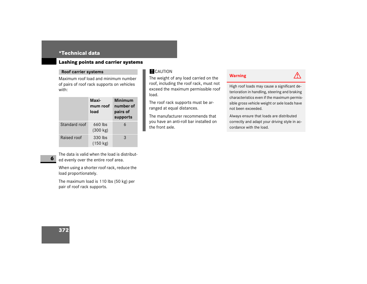 Roof carrier systems | Dodge 2007 Sprinter User Manual | Page 373 / 393