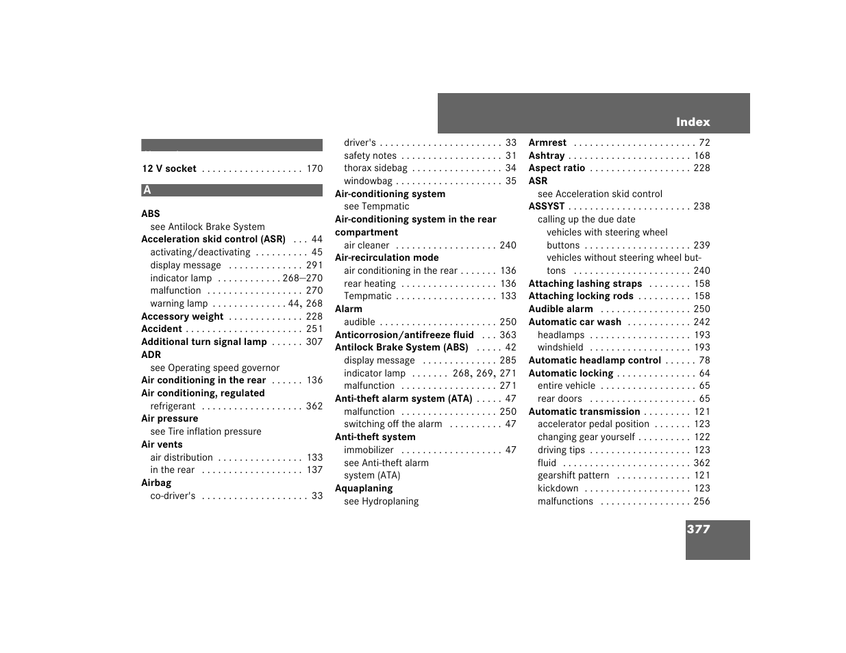 Index | Dodge 2007 Sprinter User Manual | Page 378 / 393