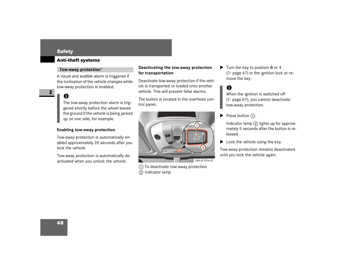 Tow-away protection, Enabling tow-away protection | Dodge 2007 Sprinter User Manual | Page 49 / 393