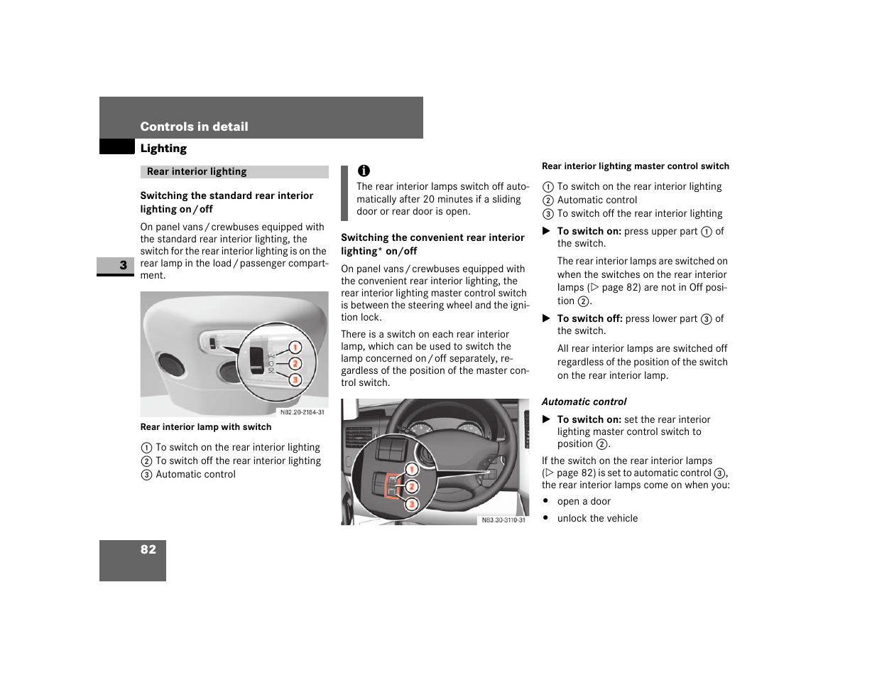 Rear interior lighting | Dodge 2007 Sprinter User Manual | Page 83 / 393