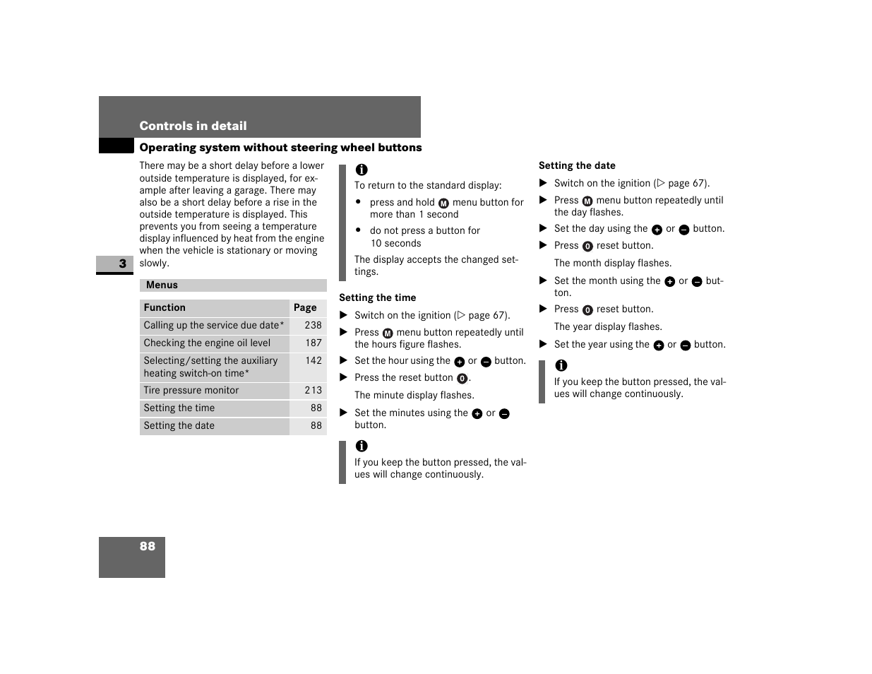 Menus, Setting the time | Dodge 2007 Sprinter User Manual | Page 89 / 393