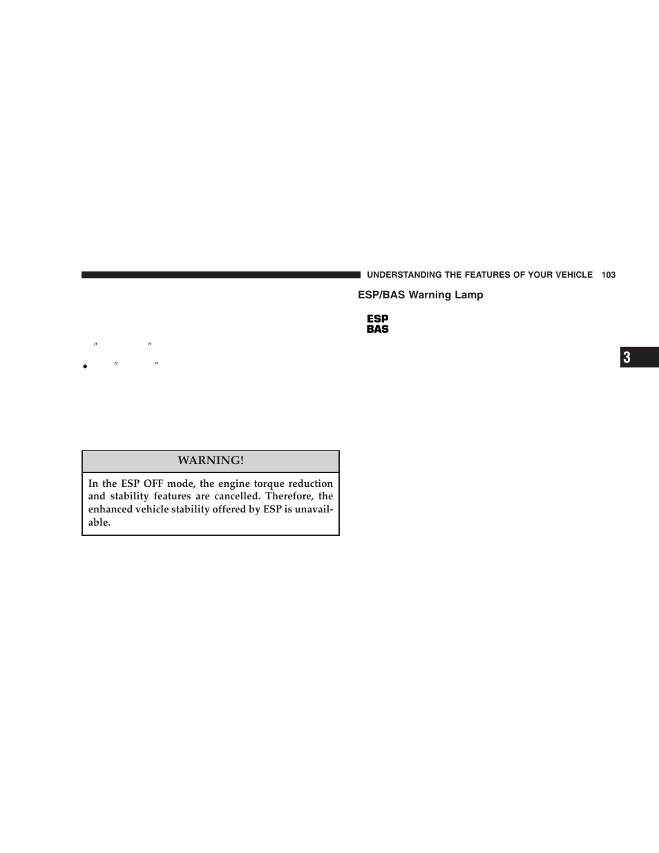 Esp/bas warning lamp | Dodge 2006 LX Magnum SRT8 User Manual | Page 103 / 344