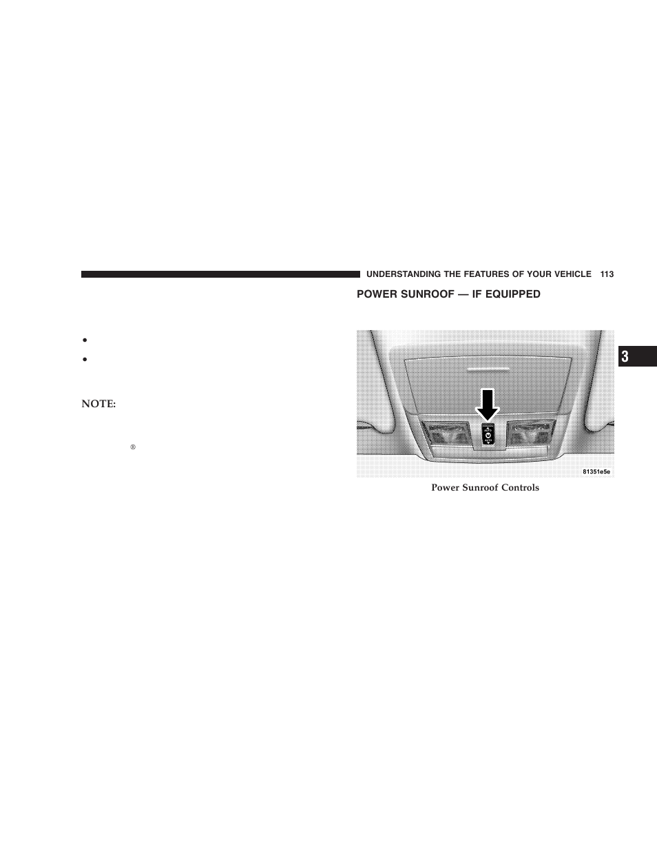 Power sunroof — if equipped | Dodge 2006 LX Magnum SRT8 User Manual | Page 113 / 344