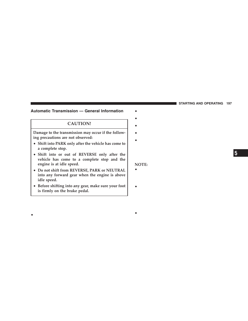 Automatic transmission, General information | Dodge 2006 LX Magnum SRT8 User Manual | Page 197 / 344