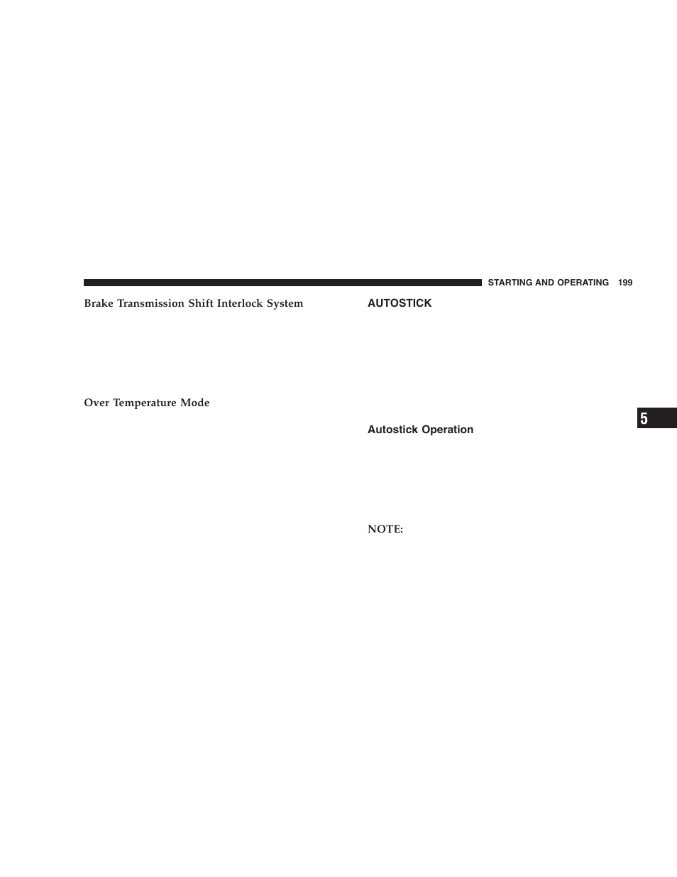 Autostick, Autostick operation | Dodge 2006 LX Magnum SRT8 User Manual | Page 199 / 344