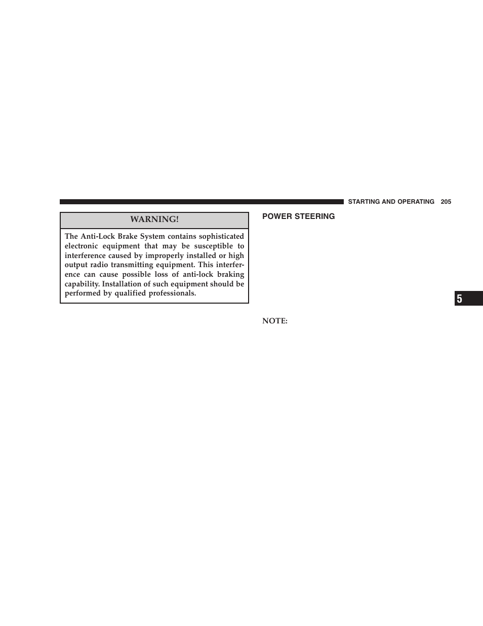 Power steering | Dodge 2006 LX Magnum SRT8 User Manual | Page 205 / 344
