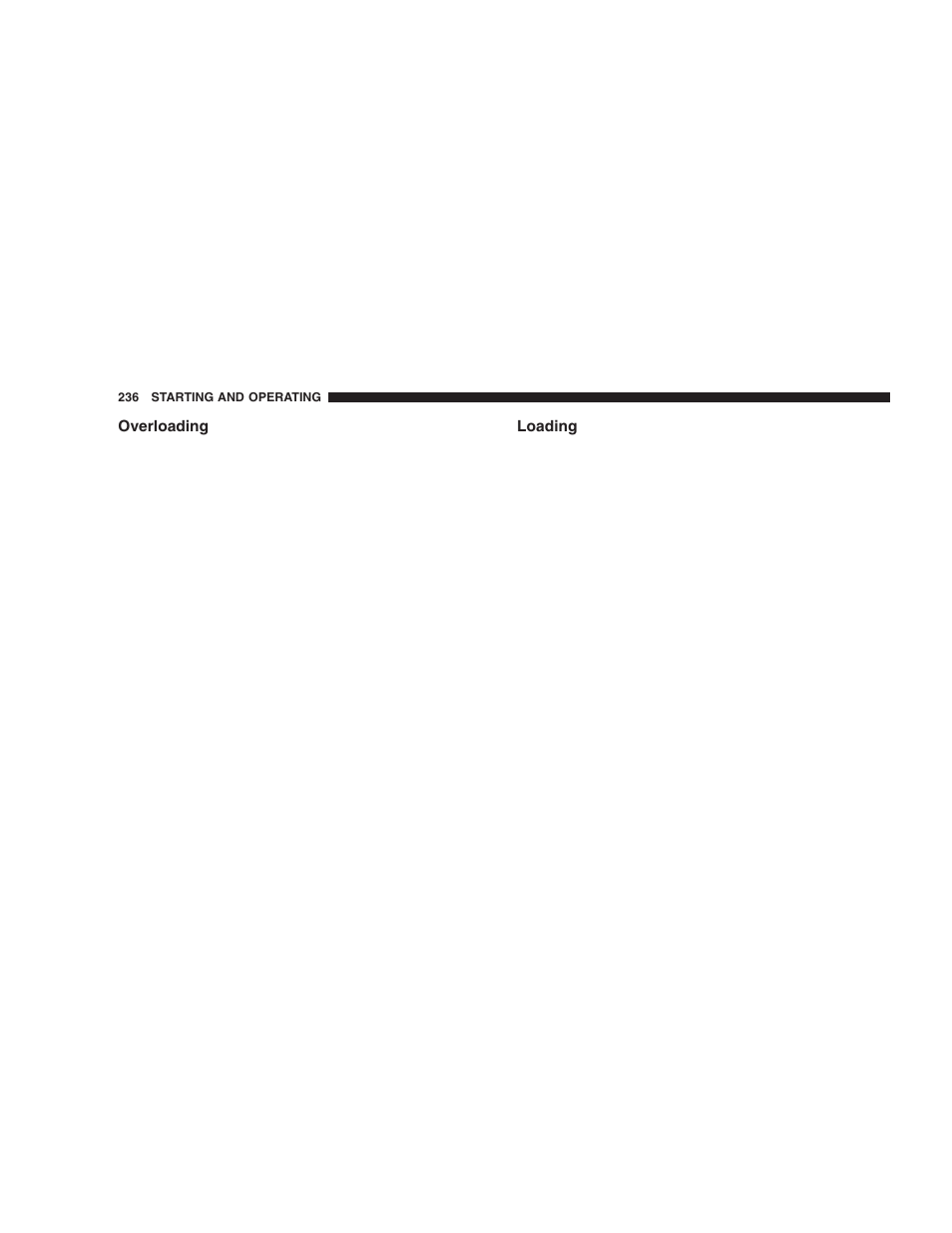 Overloading, Loading | Dodge 2006 LX Magnum SRT8 User Manual | Page 236 / 344