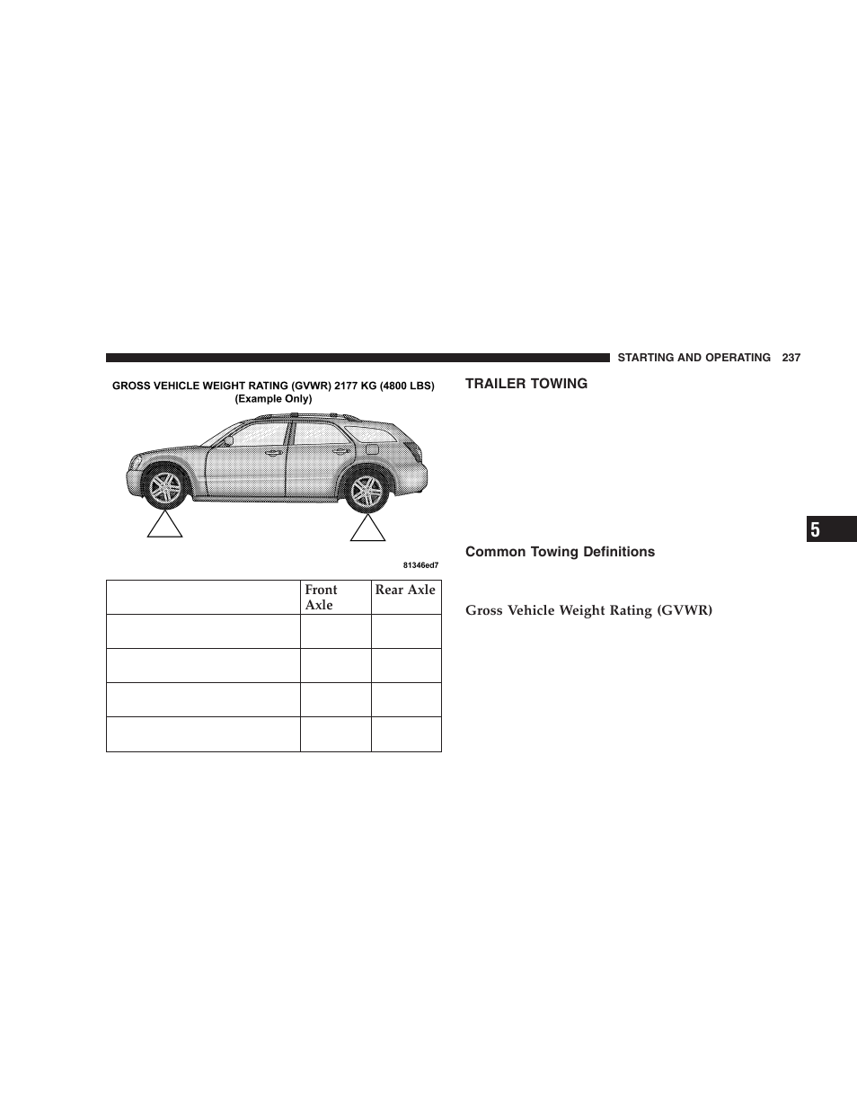 Trailer towing, Common towing definitions | Dodge 2006 LX Magnum SRT8 User Manual | Page 237 / 344