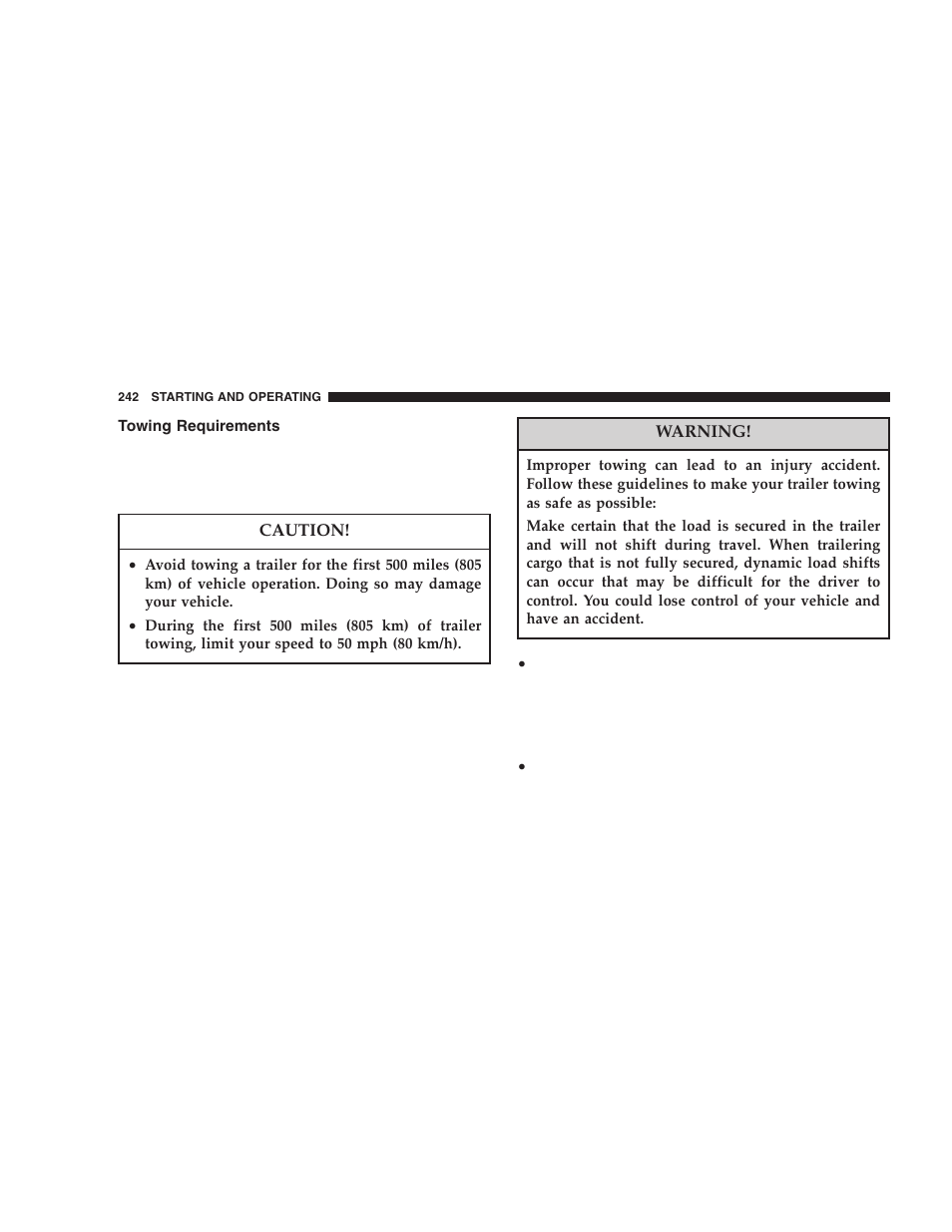 Towing requirements | Dodge 2006 LX Magnum SRT8 User Manual | Page 242 / 344