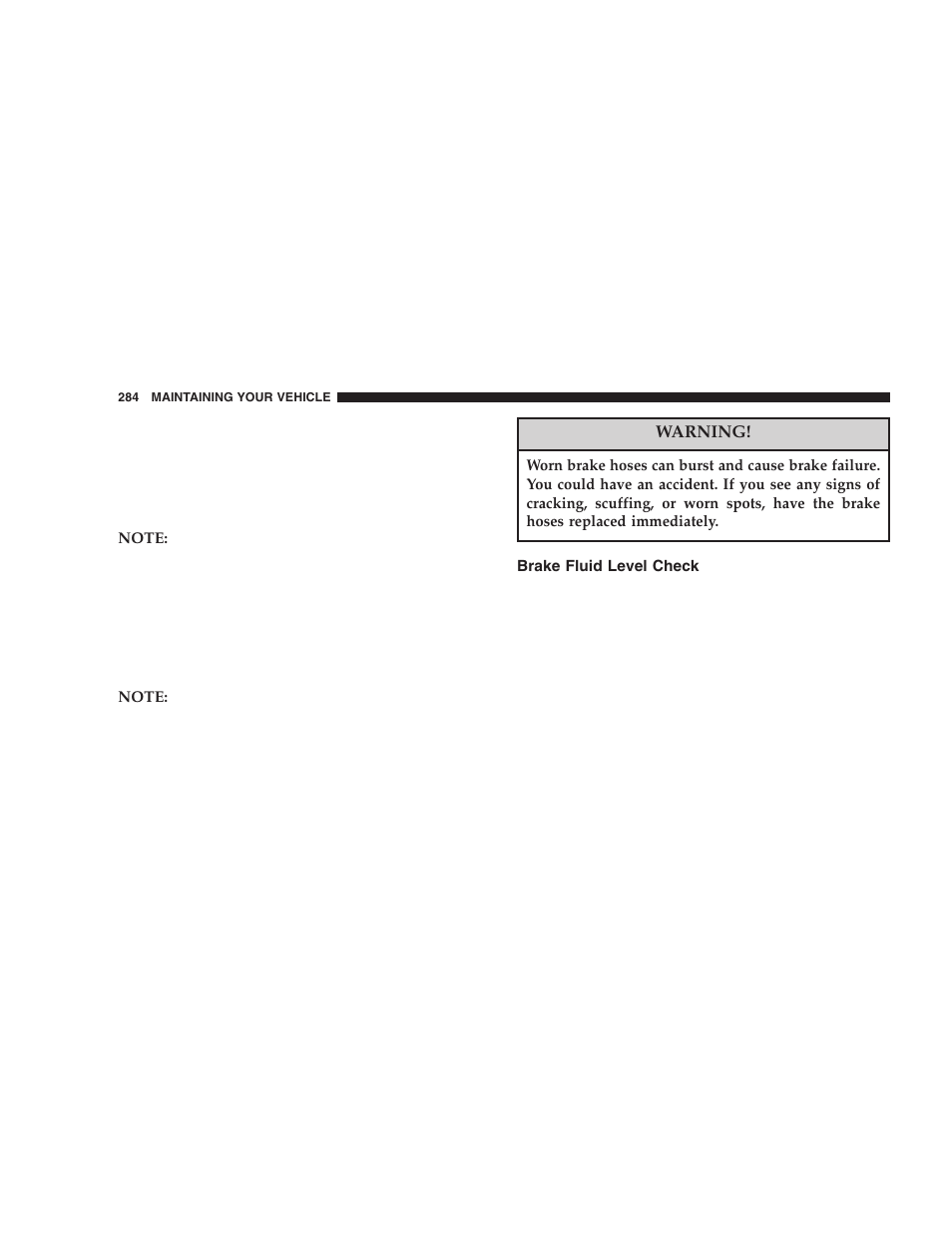 Brake fluid level check | Dodge 2006 LX Magnum SRT8 User Manual | Page 284 / 344