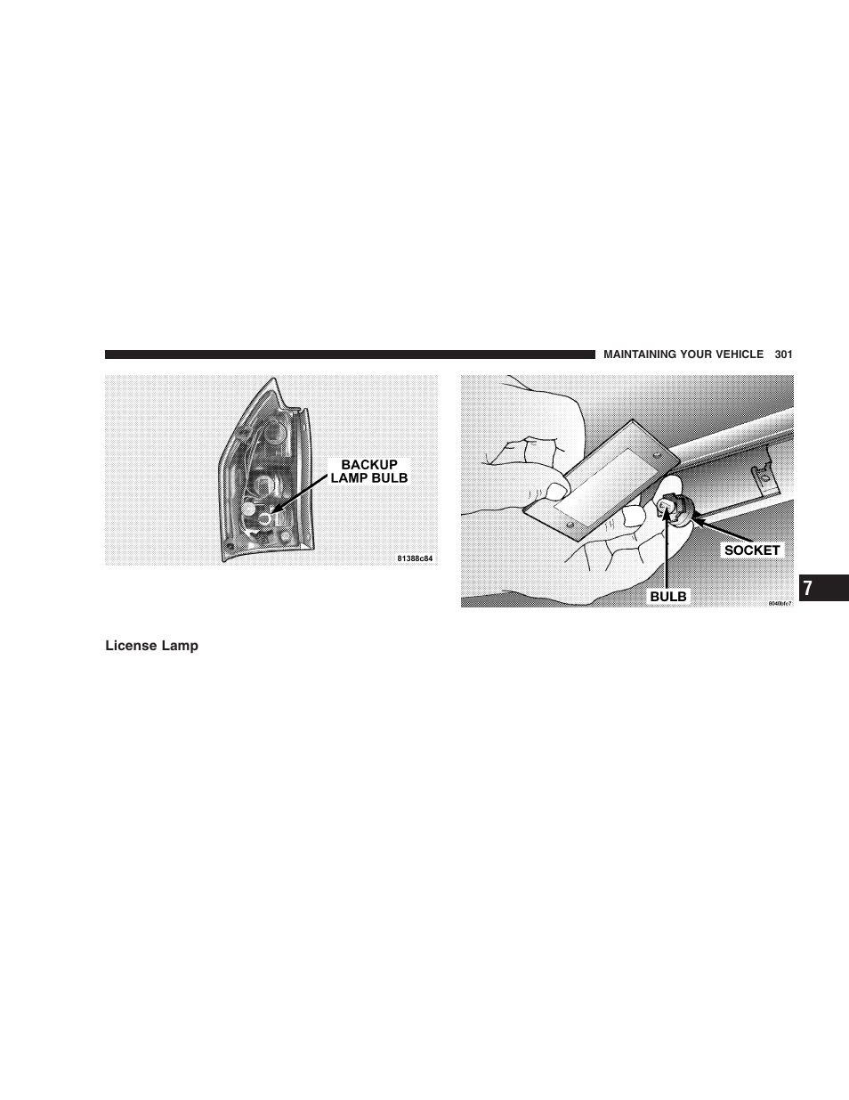 License lamp | Dodge 2006 LX Magnum SRT8 User Manual | Page 301 / 344