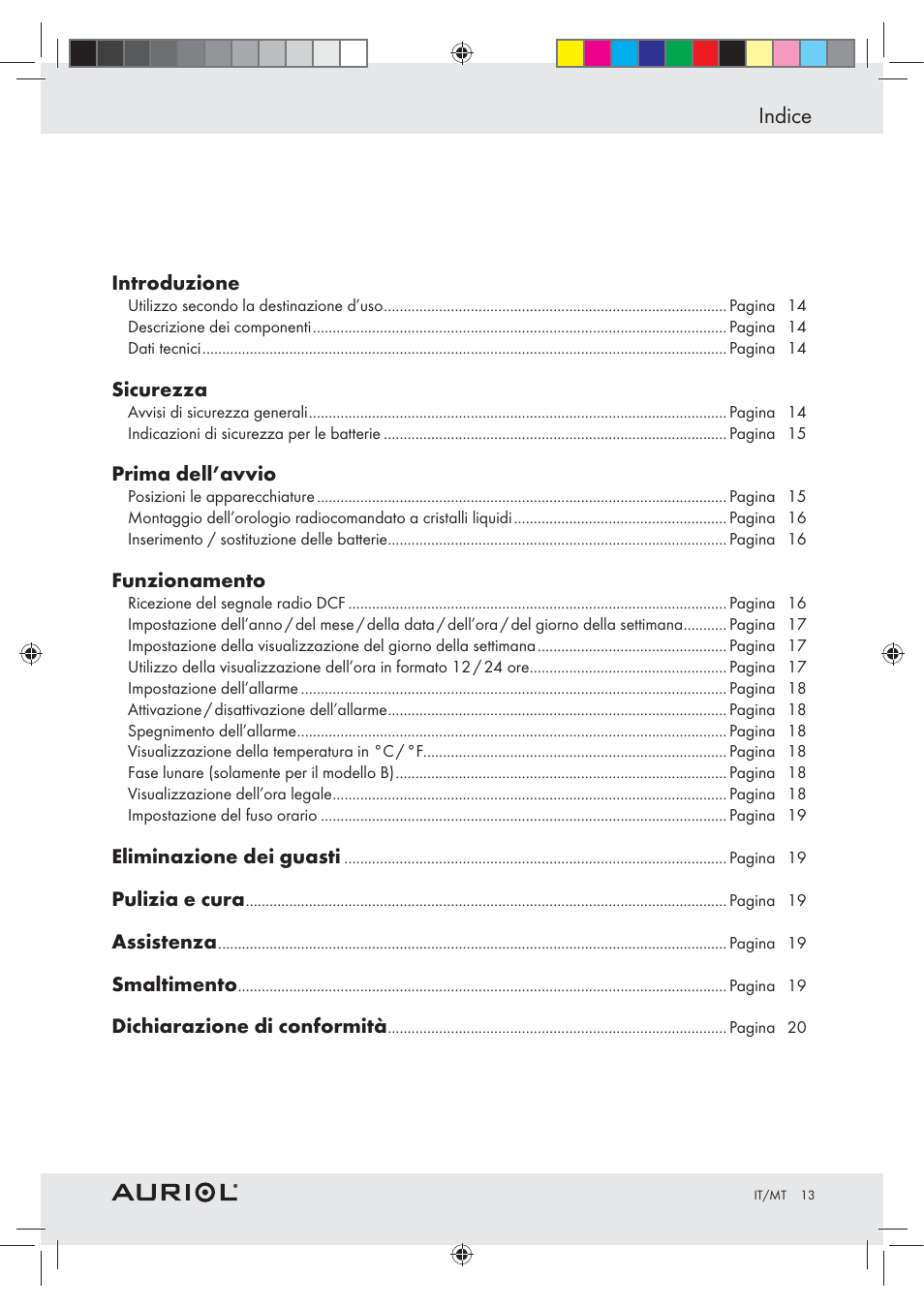 Indice | Auriol Z30237B_C User Manual | Page 13 / 45
