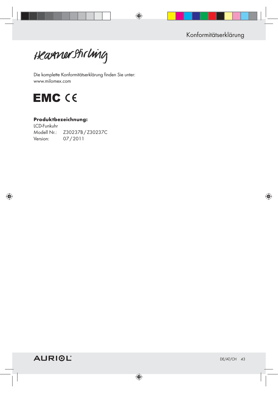 Konformitätserklärung | Auriol Z30237B_C User Manual | Page 43 / 45