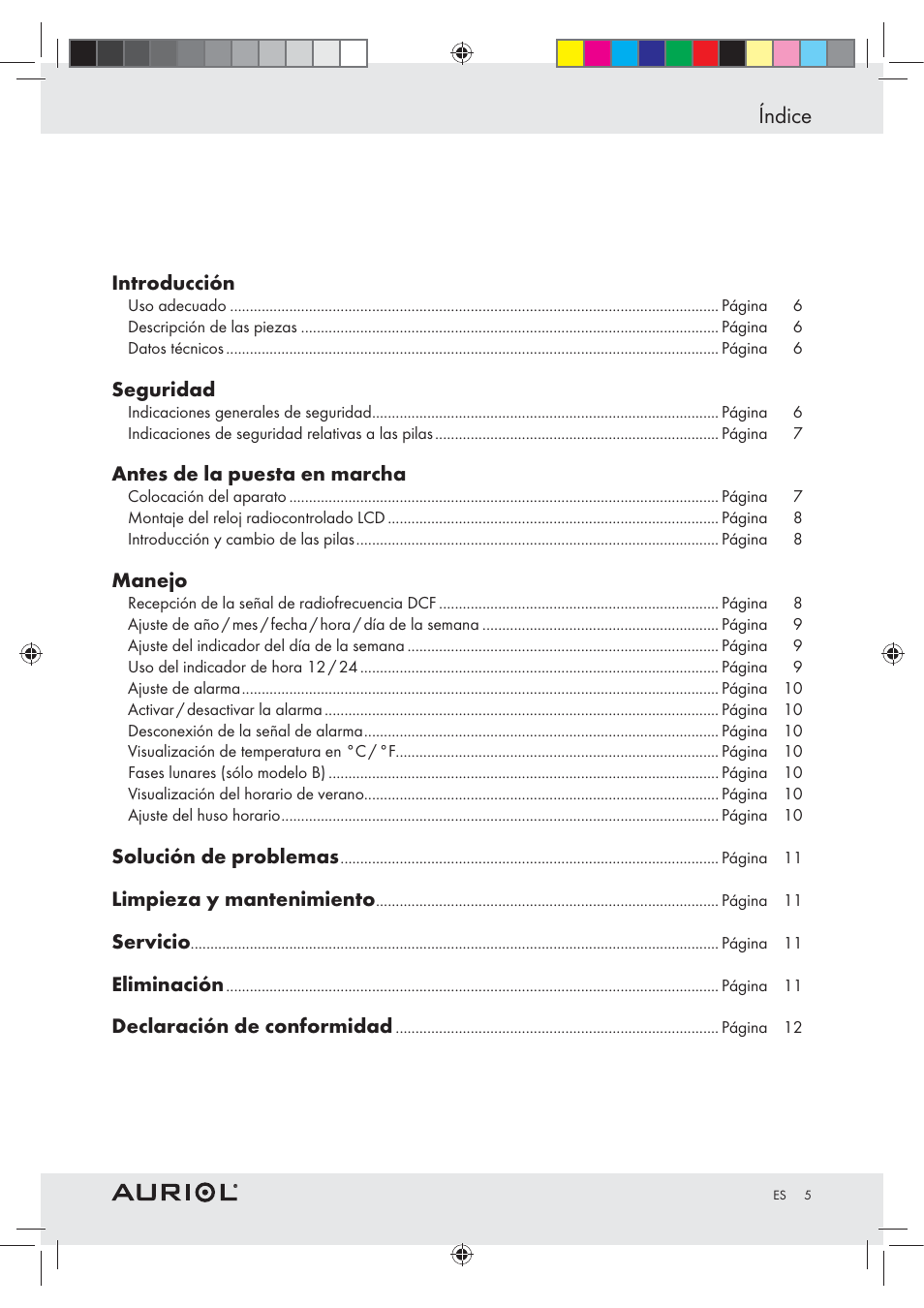 Índice | Auriol Z30237B_C User Manual | Page 5 / 45