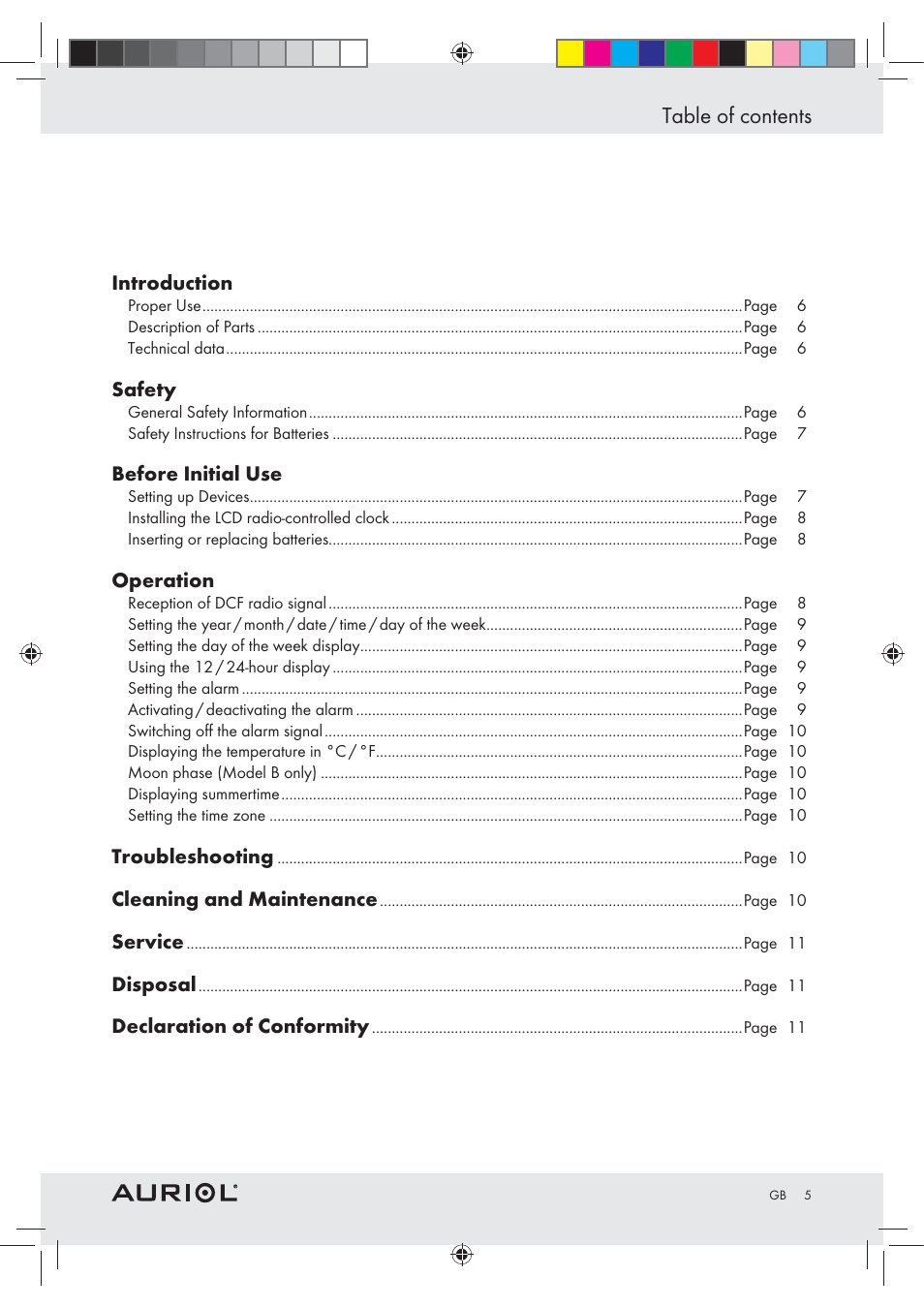 Auriol Z30237B_C User Manual | Page 5 / 56