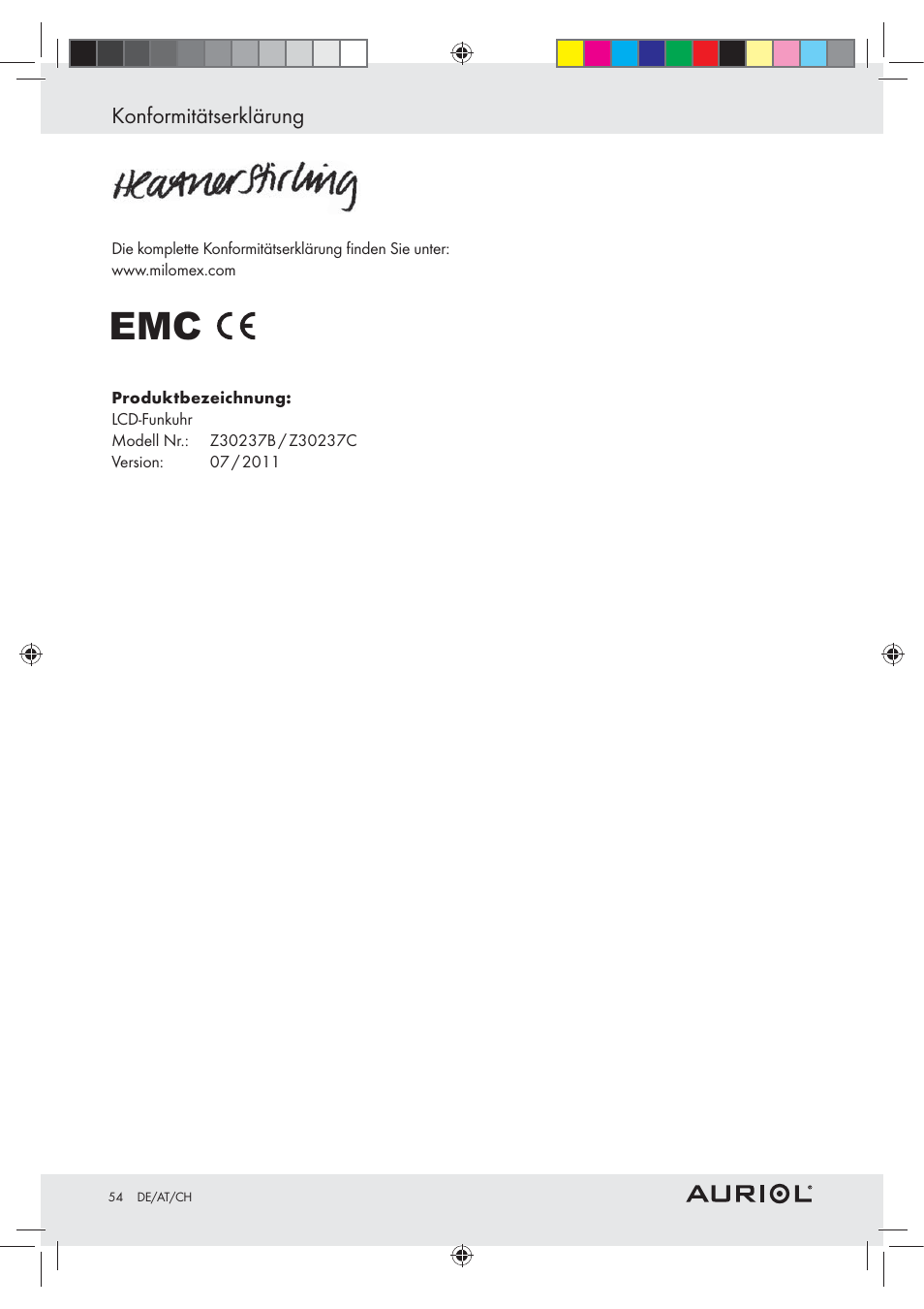 Auriol Z30237B_C User Manual | Page 54 / 56